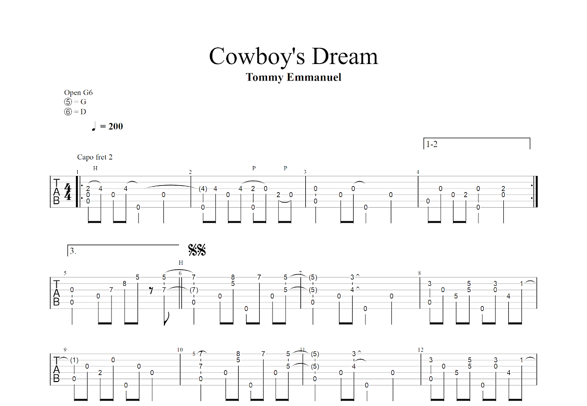 Cowboy's Dream吉他谱预览图