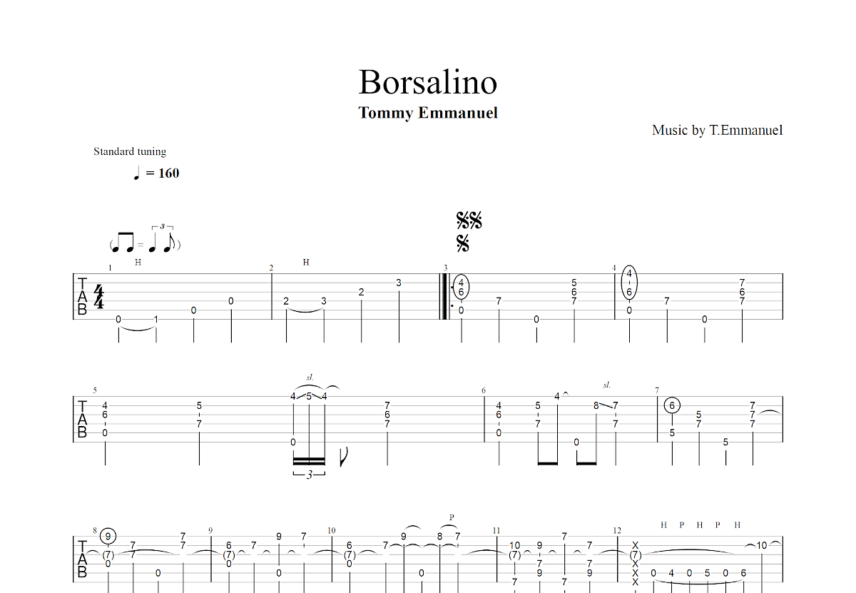 Borsalino吉他谱_Claude Bolling_A调指弹