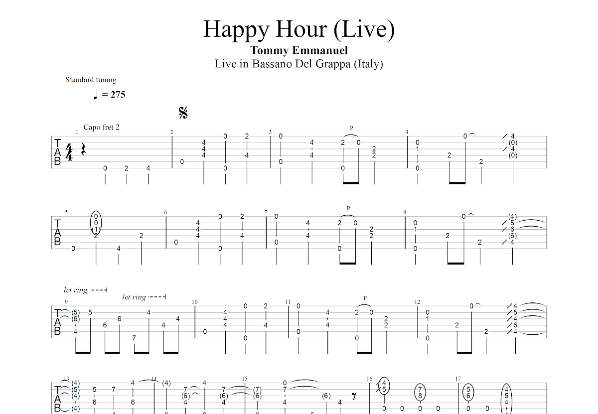 Happy Hour吉他谱_Tommy Emmanuel_E调指弹