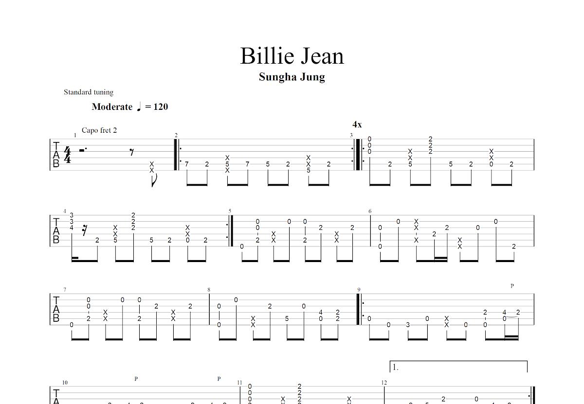 Billie Jean吉他谱_郑成河_G调指弹