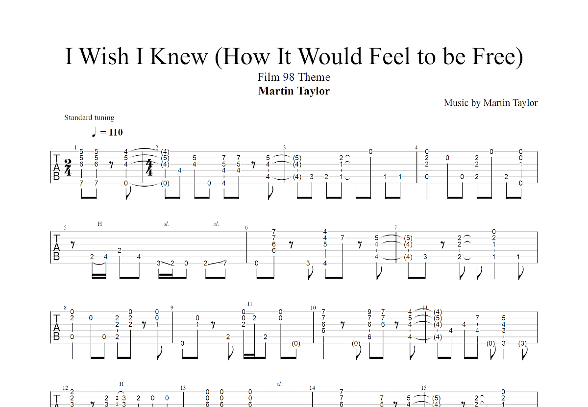 I Wish I Knew (How It Would Feel to be Free)吉他谱_Martin Taylor_E调指弹