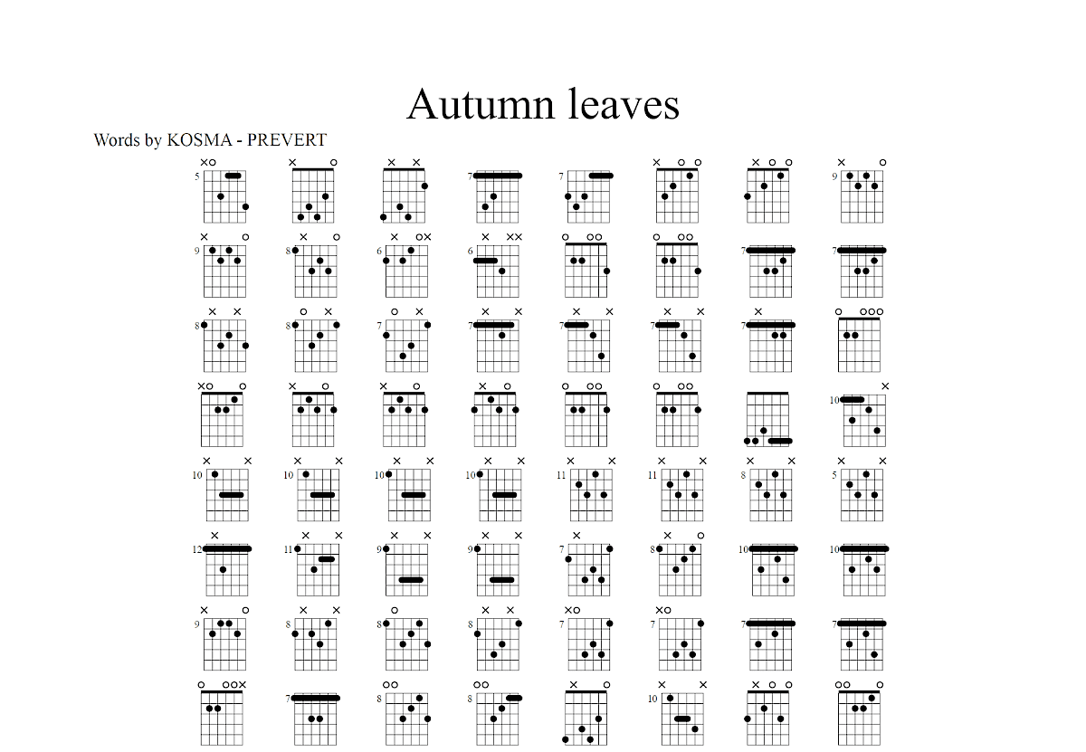 Autumn leaves吉他谱_Joseph Kosma_C调总谱