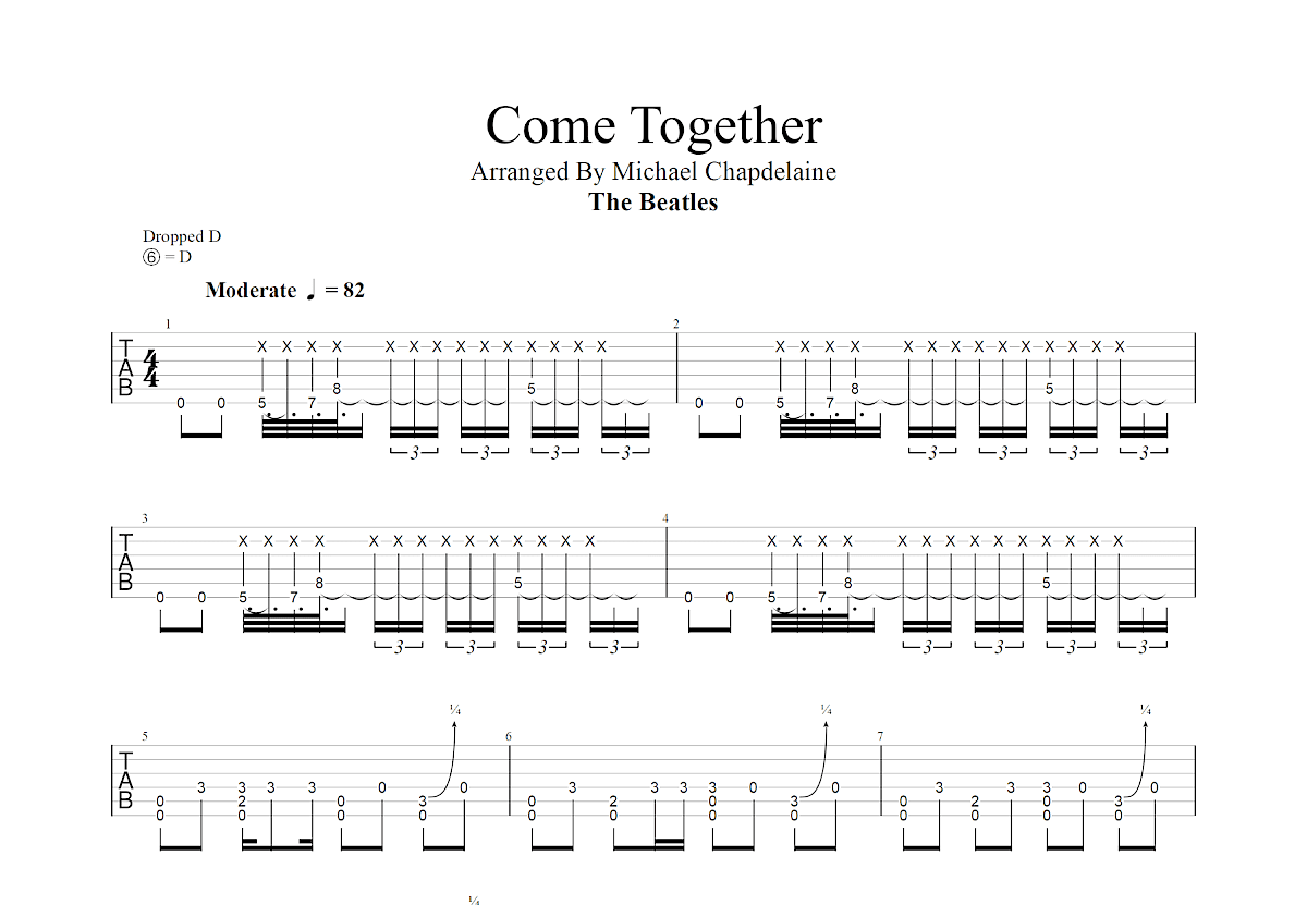 Come Together吉他谱_郑成河_D调指弹