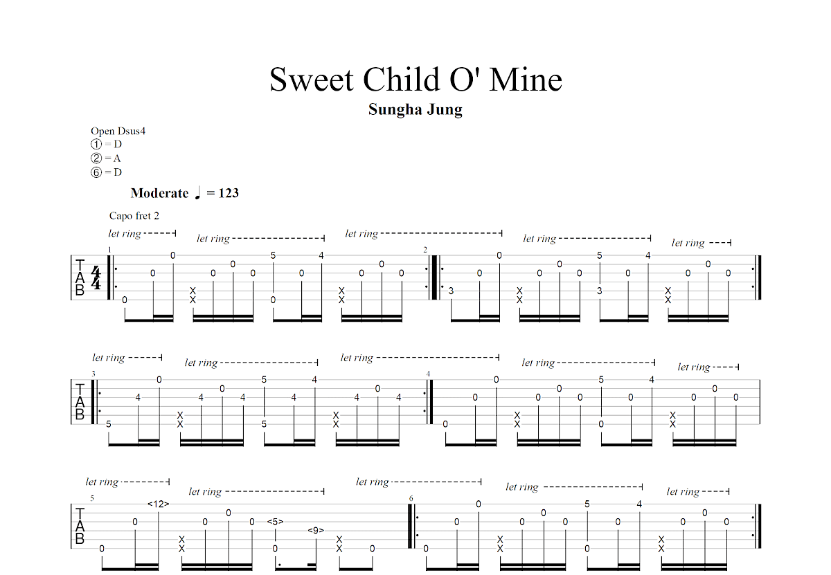 Sweet Child O' Mine吉他谱预览图