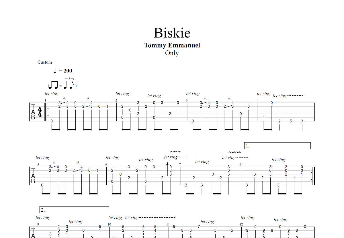 Biskie吉他谱_Tommy Emmanuel_E调指弹