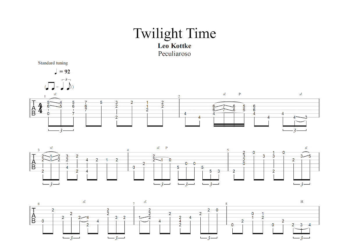 Twilight Time吉他谱_Leo Kottke_C调指弹