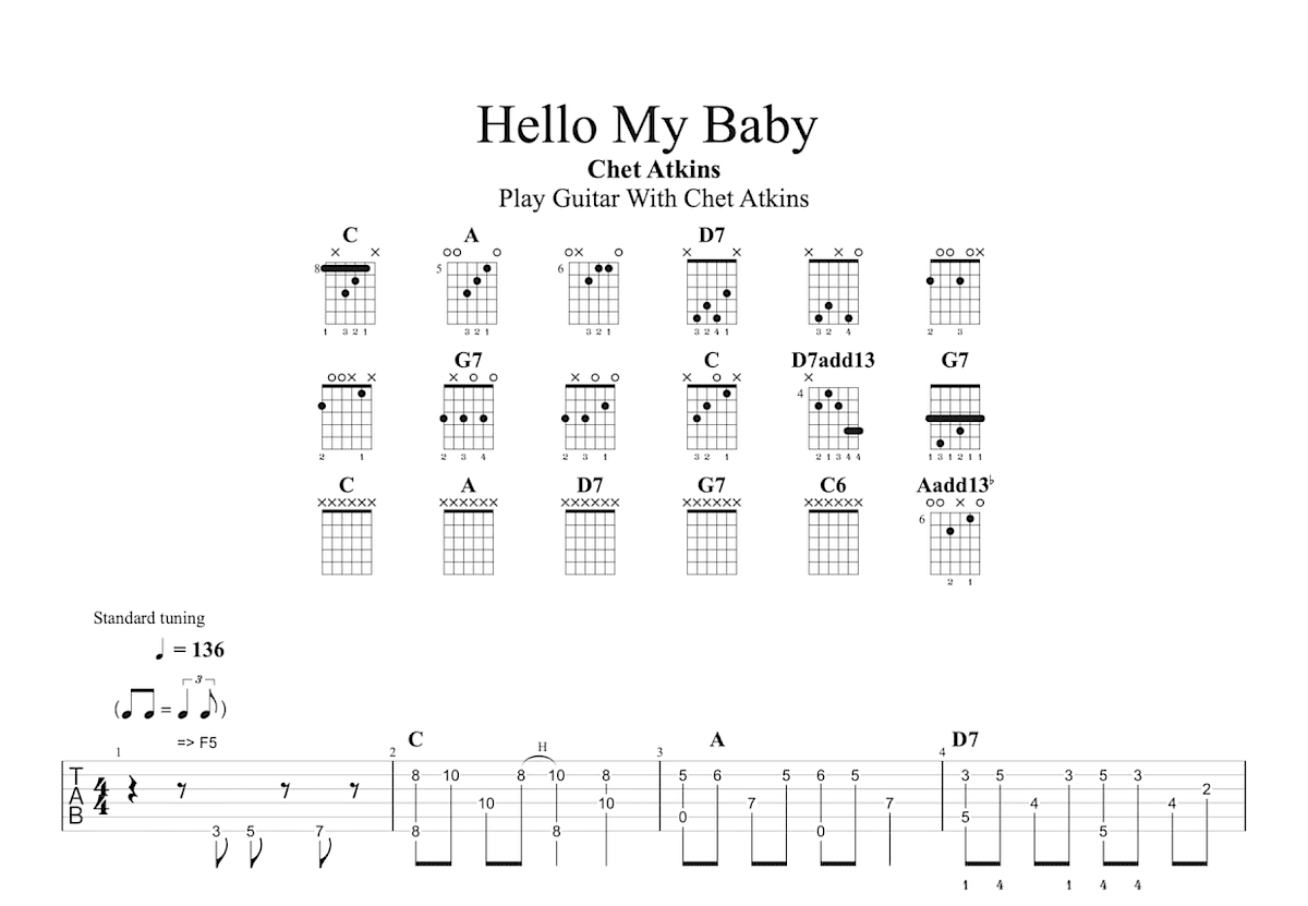 Hello My Baby吉他谱预览图