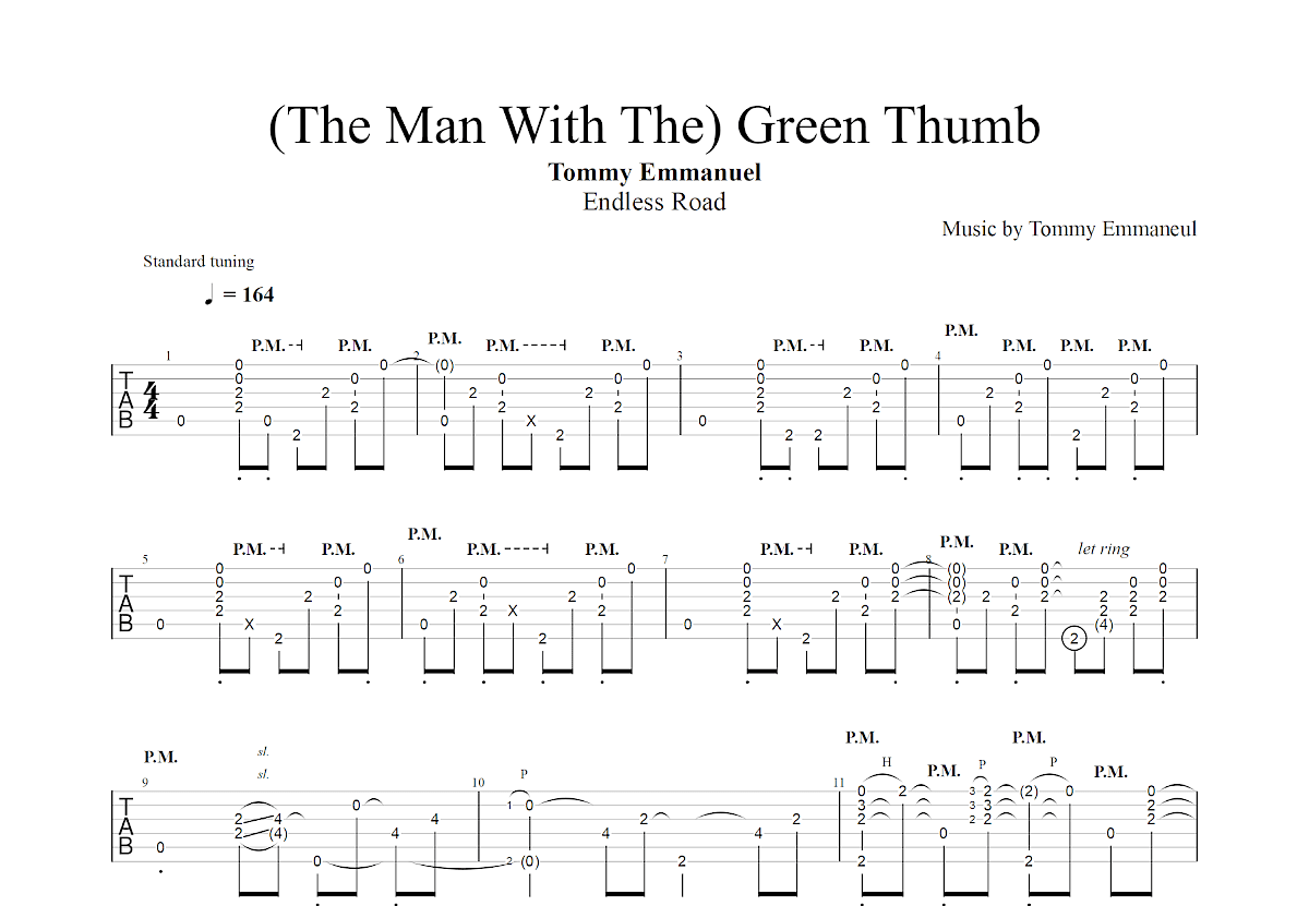 Green Thumb吉他谱_Tommy Emmanuel_A调指弹