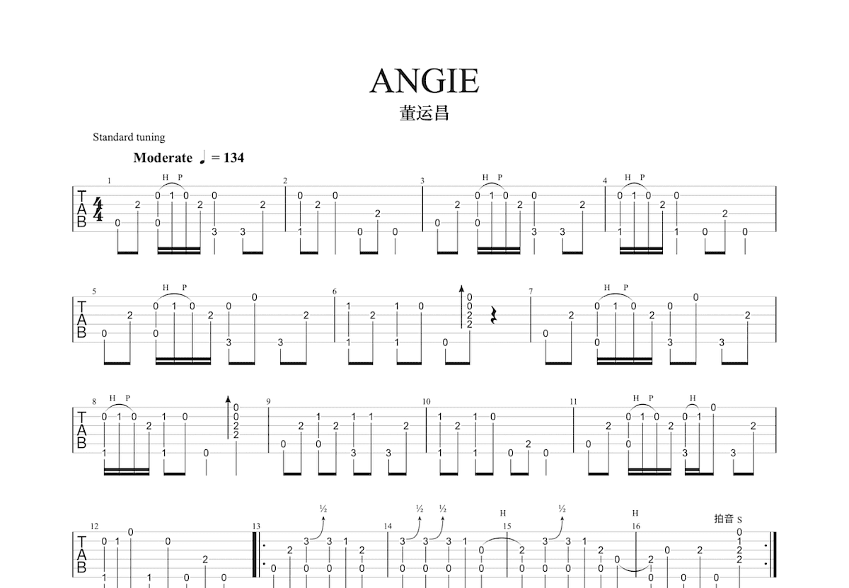 ANGIE吉他谱预览图