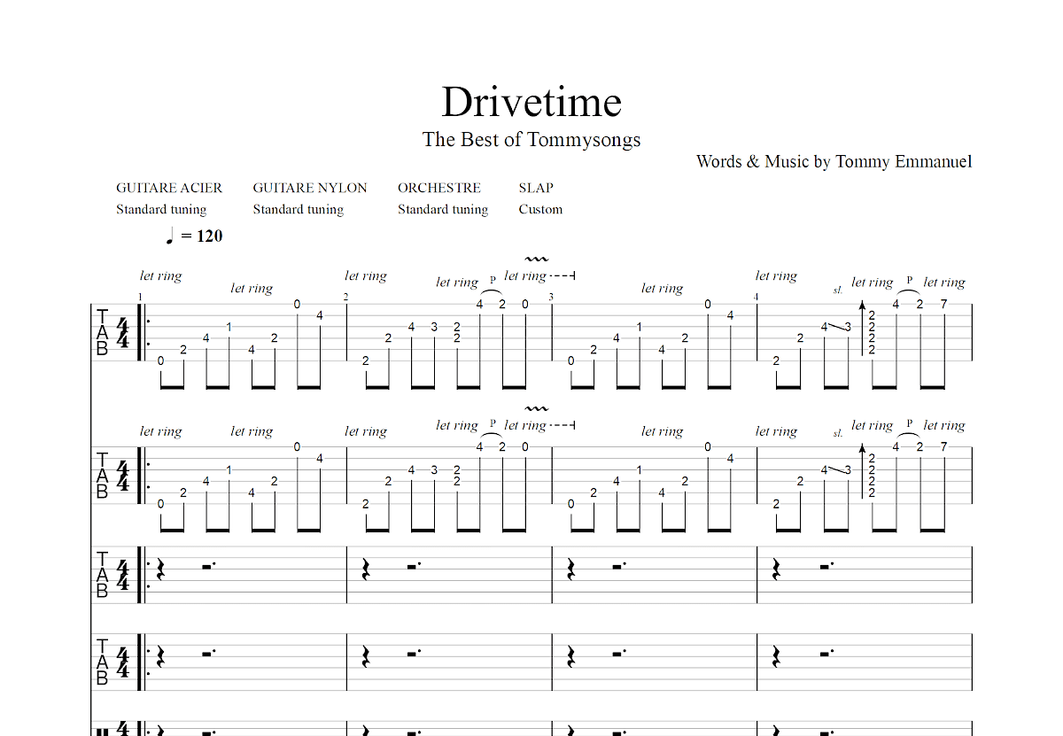 Drivetime吉他谱_Tommy Emmanuel_E调总谱