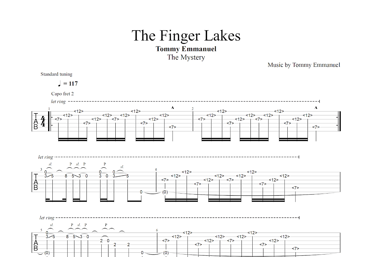 The Finger Lakes吉他谱_Tommy Emmanuel_G调指弹