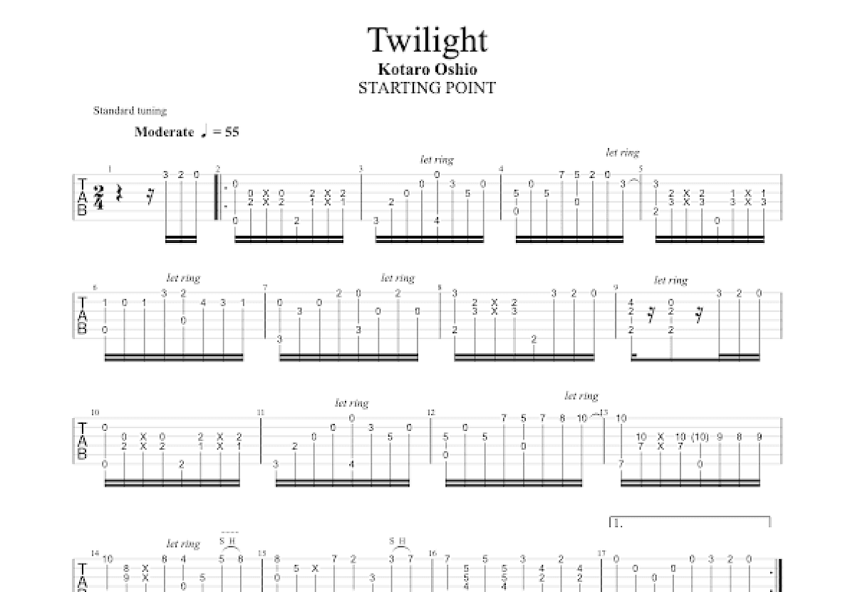 黄昏吉他谱预览图