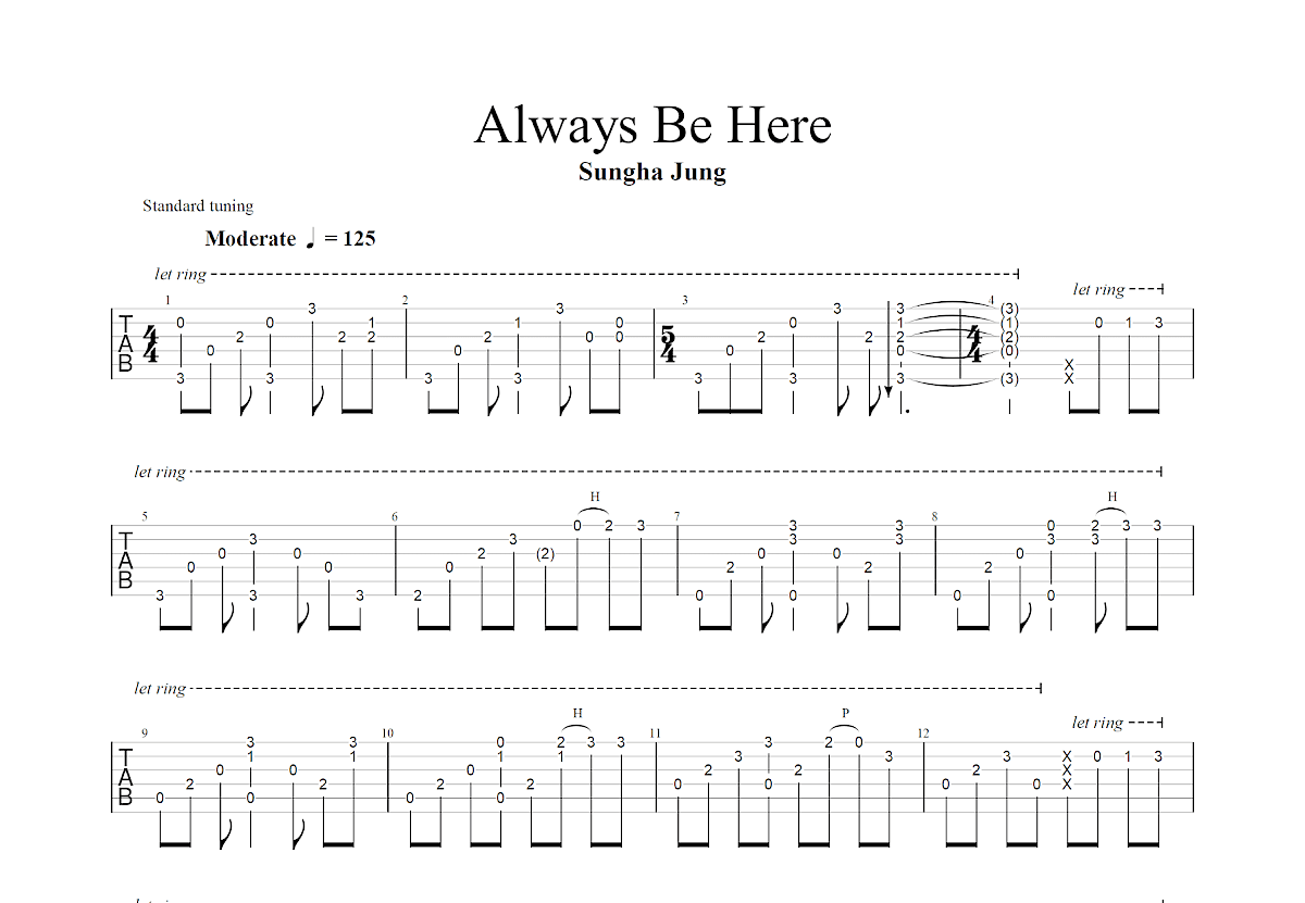 Always Be Here吉他谱_郑成河_G调指弹
