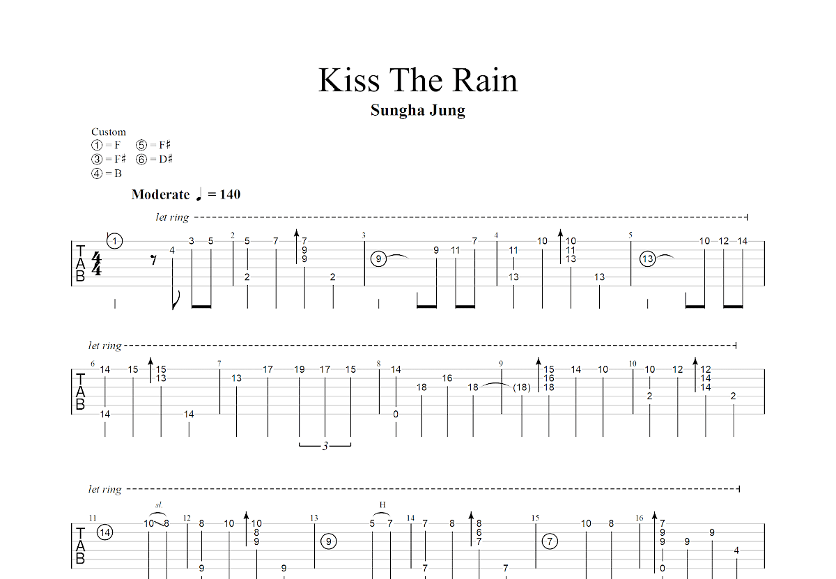 Kiss The Rain吉他谱_郑成河_降A指弹