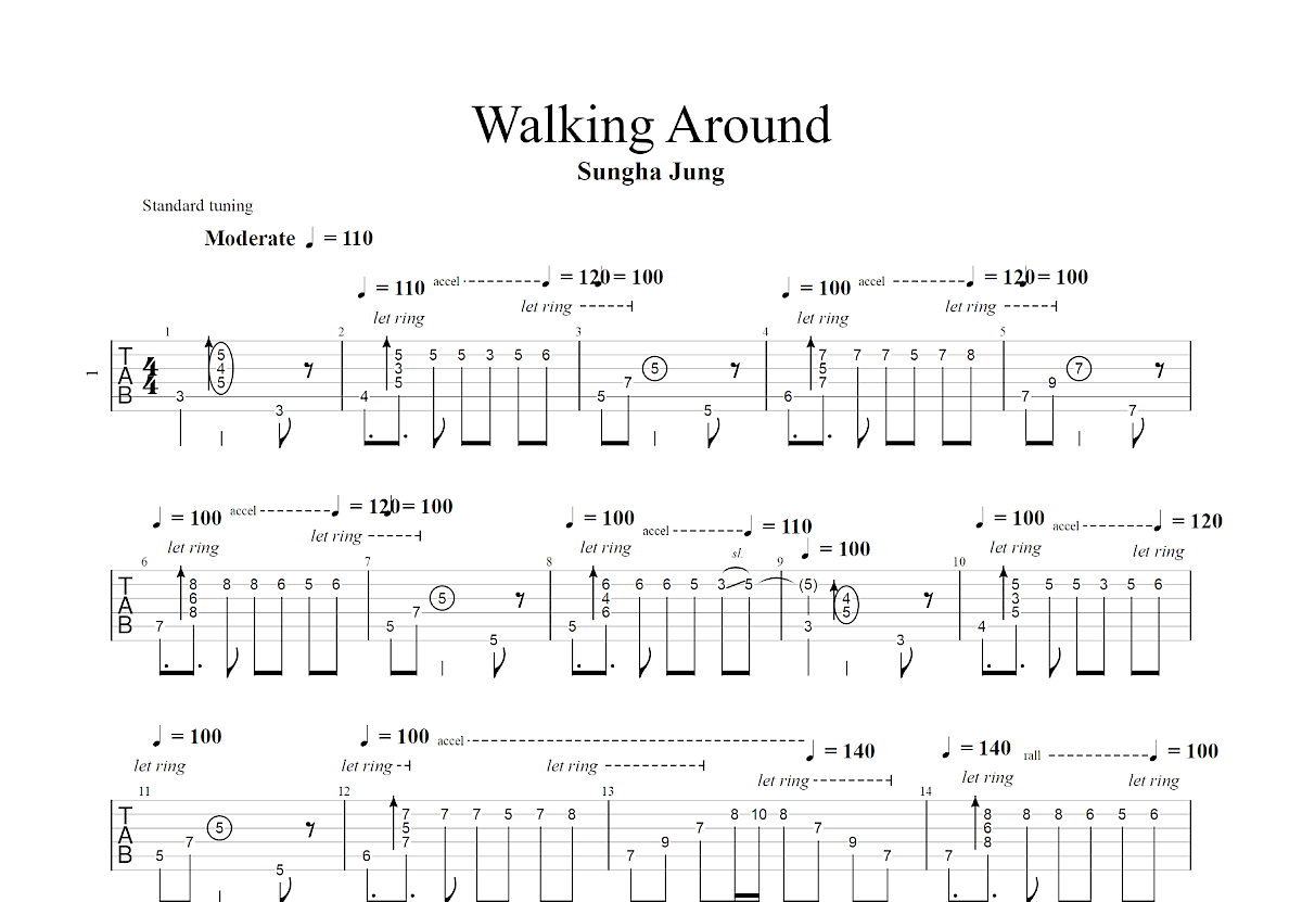 Walking Around吉他谱_郑成河_G调指弹