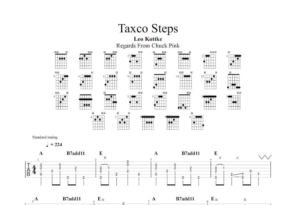 Taxco Steps吉他谱_Leo Kottke_A调指弹