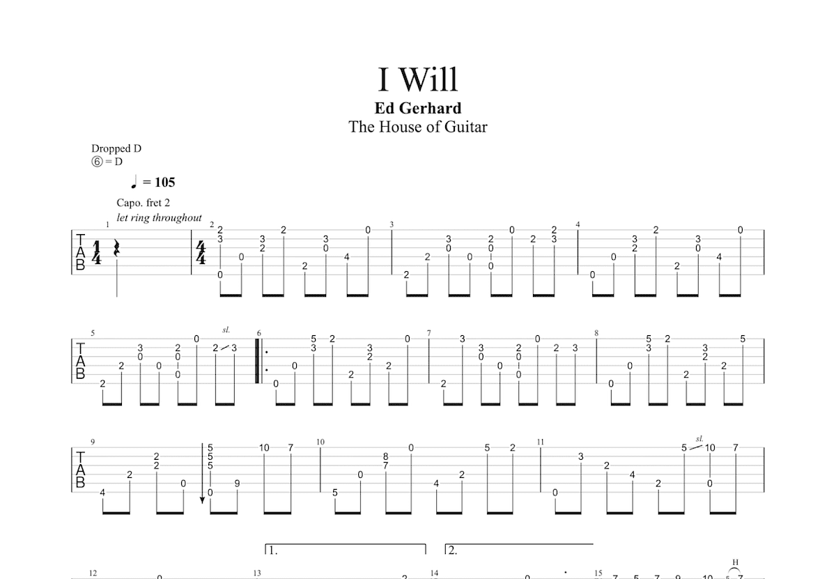 I Will吉他谱预览图