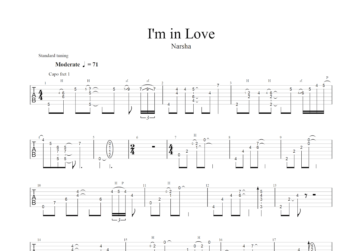 I'm in Love吉他谱_郑成河_A调指弹