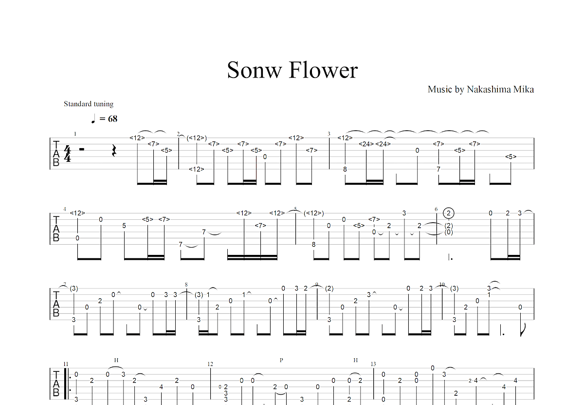 Sonw Flower吉他谱_郑成河_G调指弹