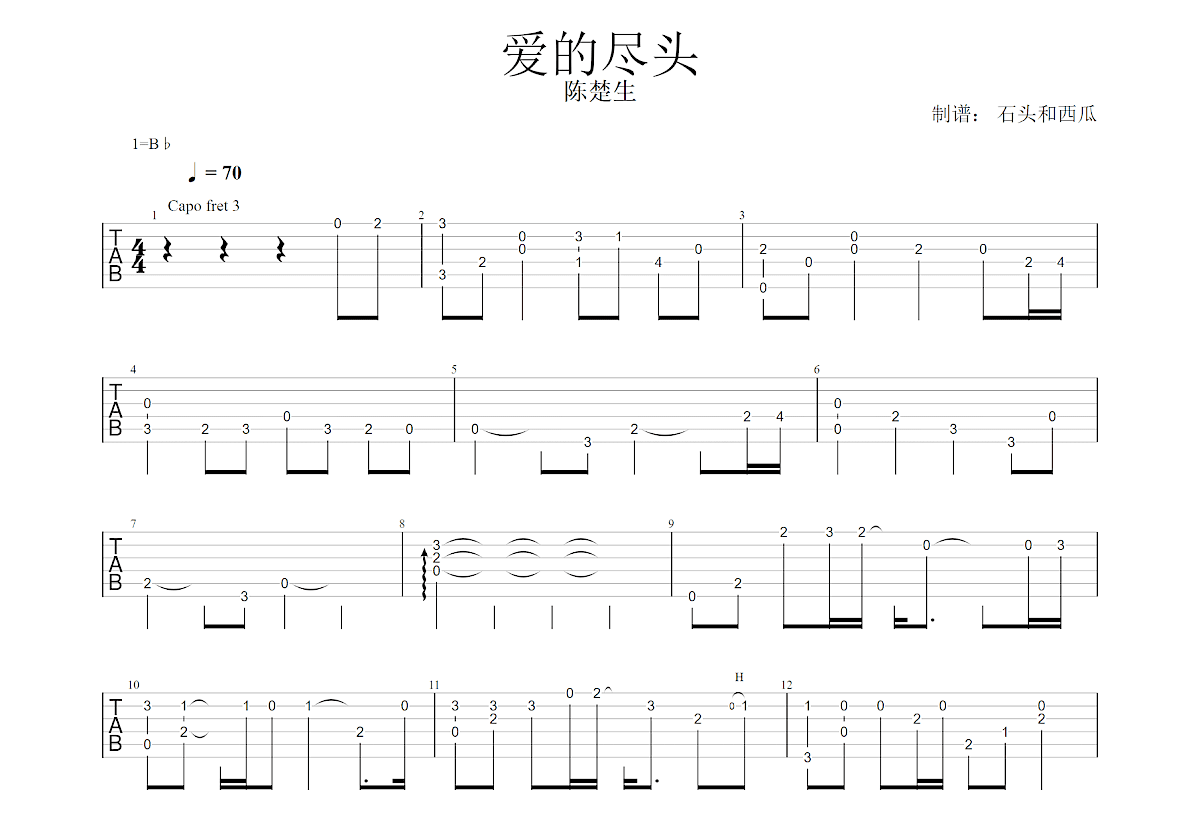 爱的尽头吉他谱预览图