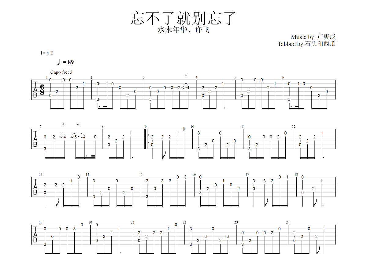 忘不了就别忘了吉他谱预览图