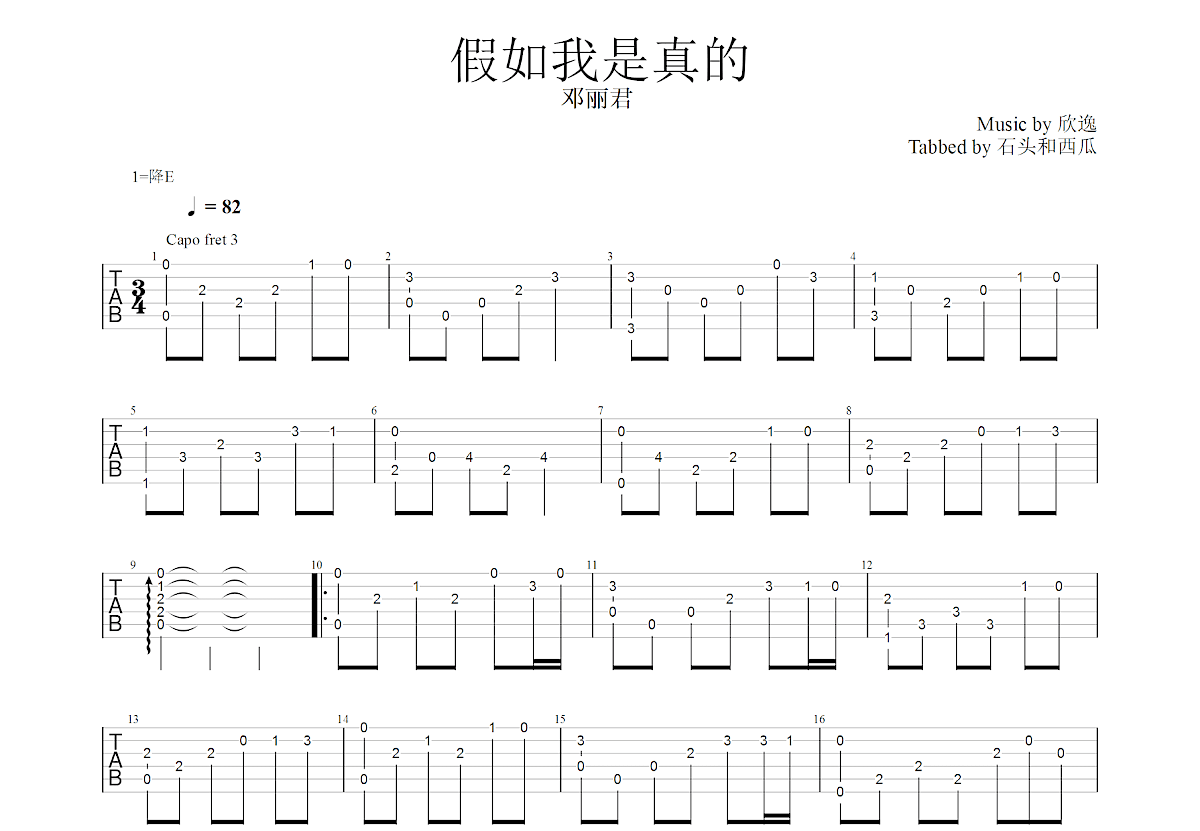 假如我是真的吉他谱预览图