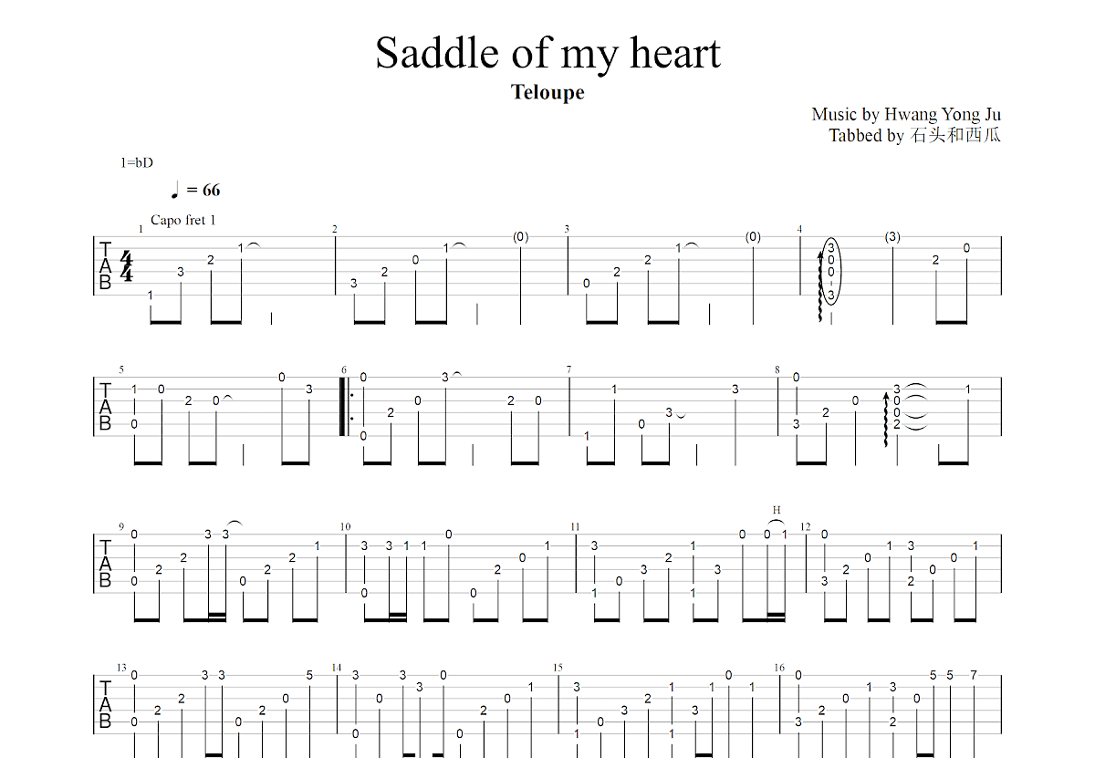 Saddle of my heart吉他谱预览图