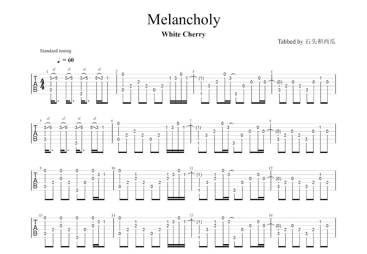 Melancholy吉他谱预览图