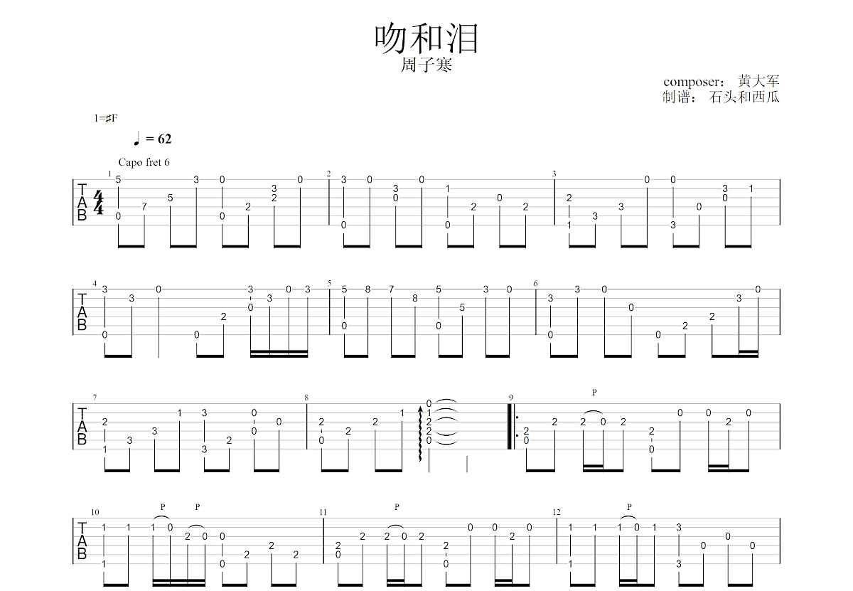 吻和泪吉他谱预览图