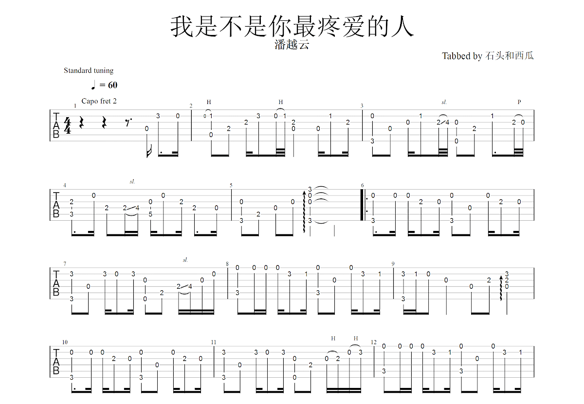 我是不是你最疼爱的人吉他谱预览图