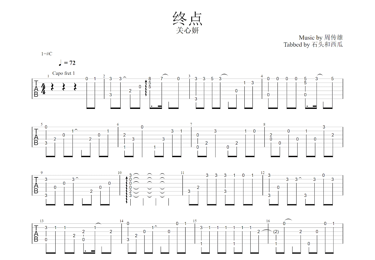 终点吉他谱预览图