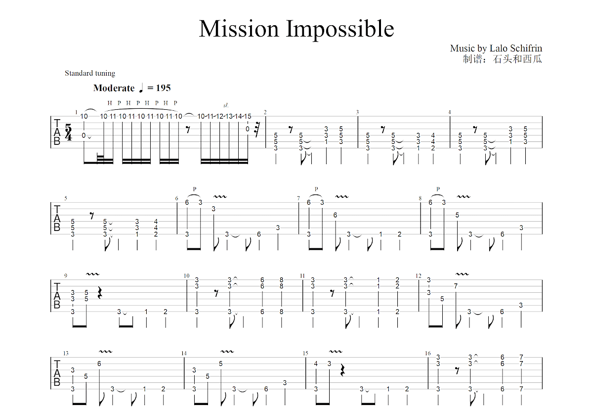 Mission Impossible吉他谱预览图