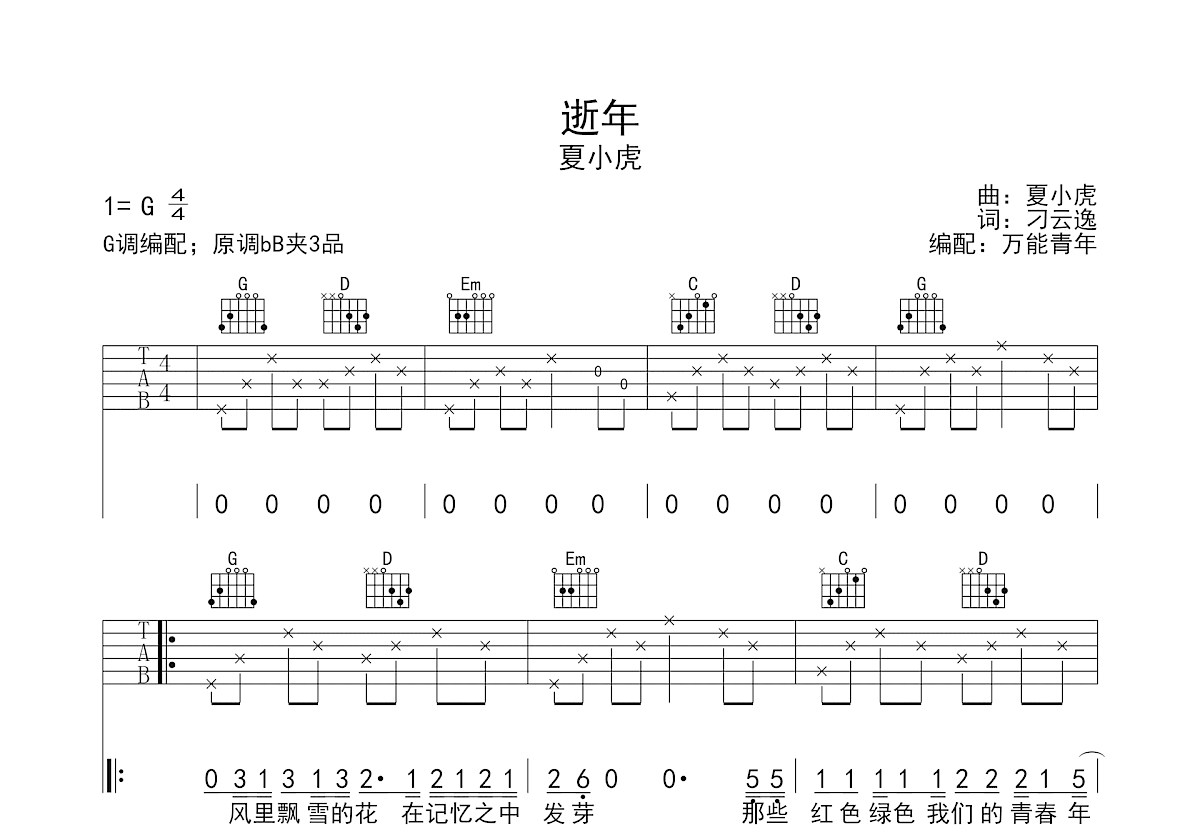 逝年吉他谱预览图