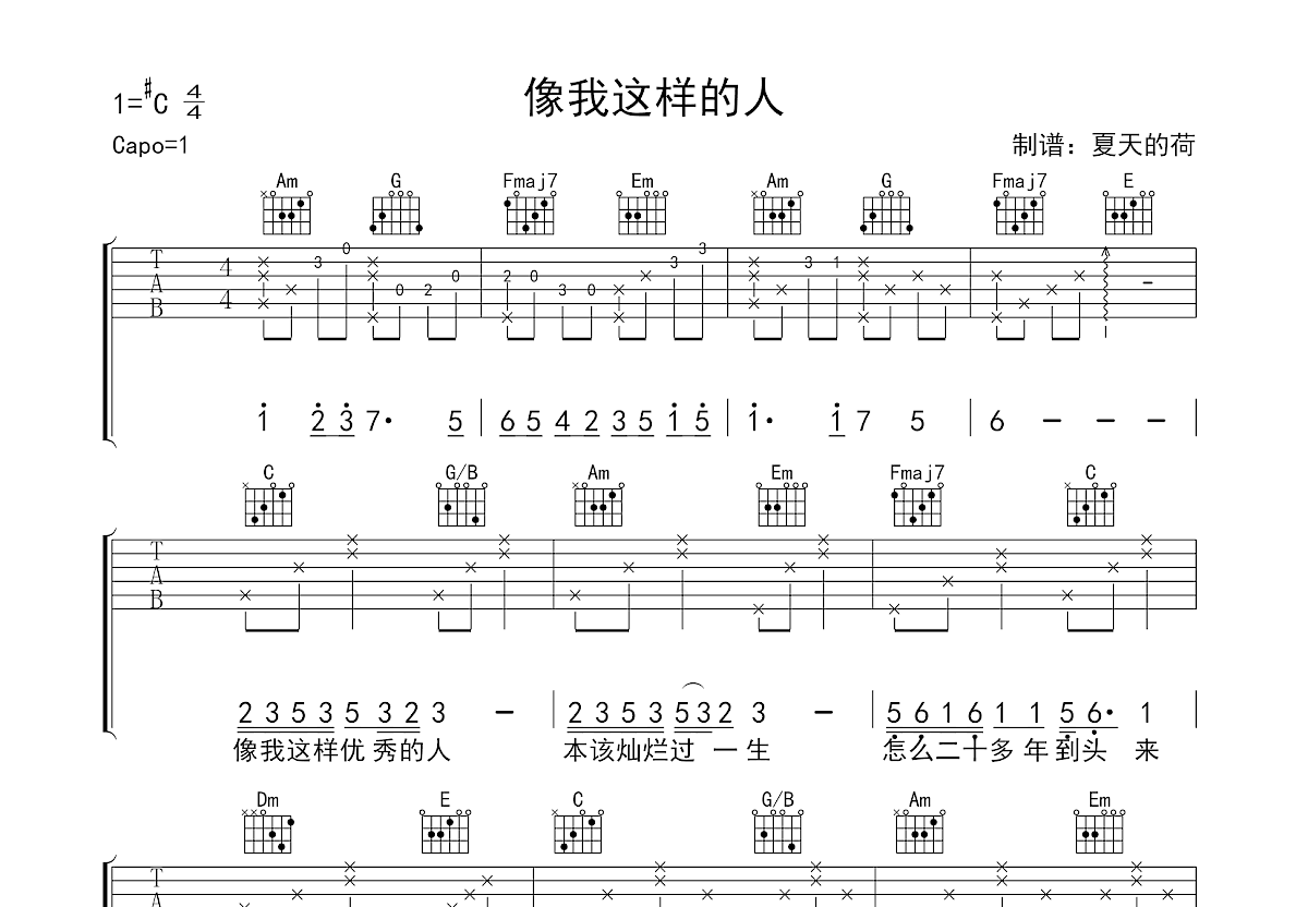 像我这样的人吉他谱预览图