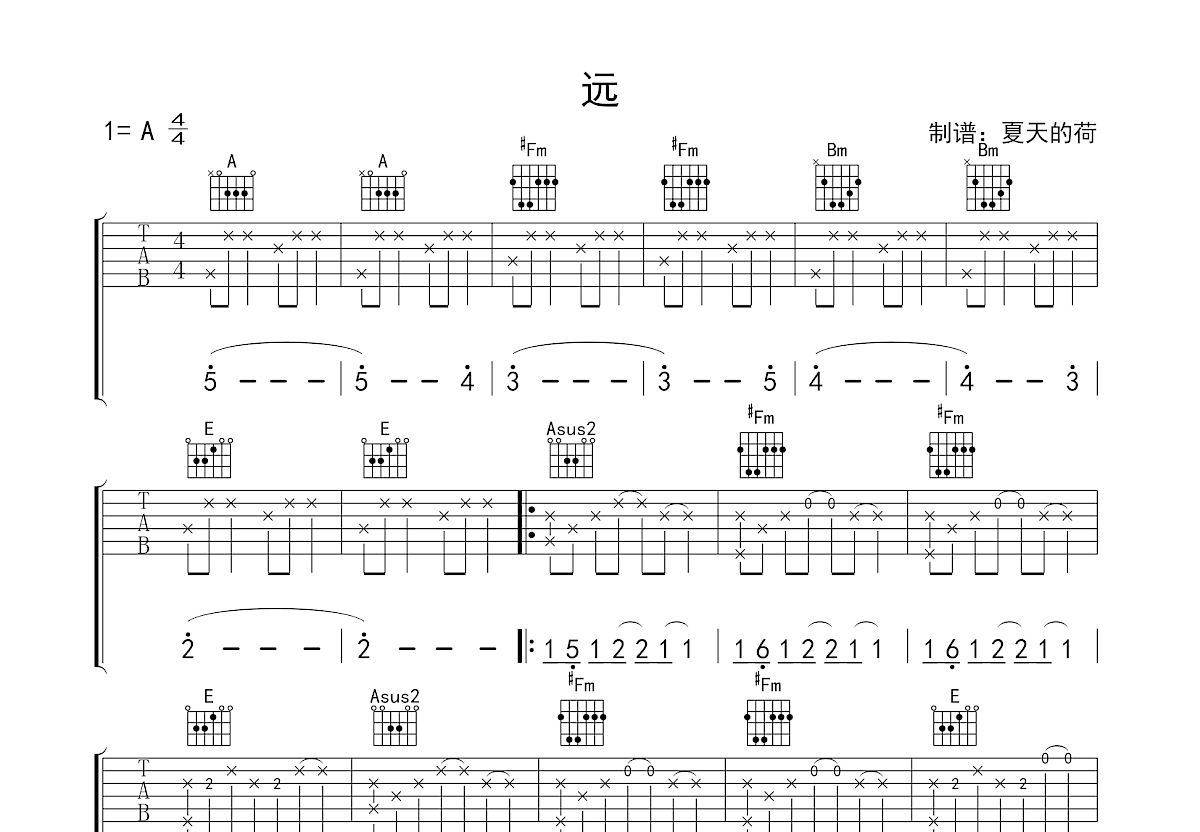 远吉他谱预览图