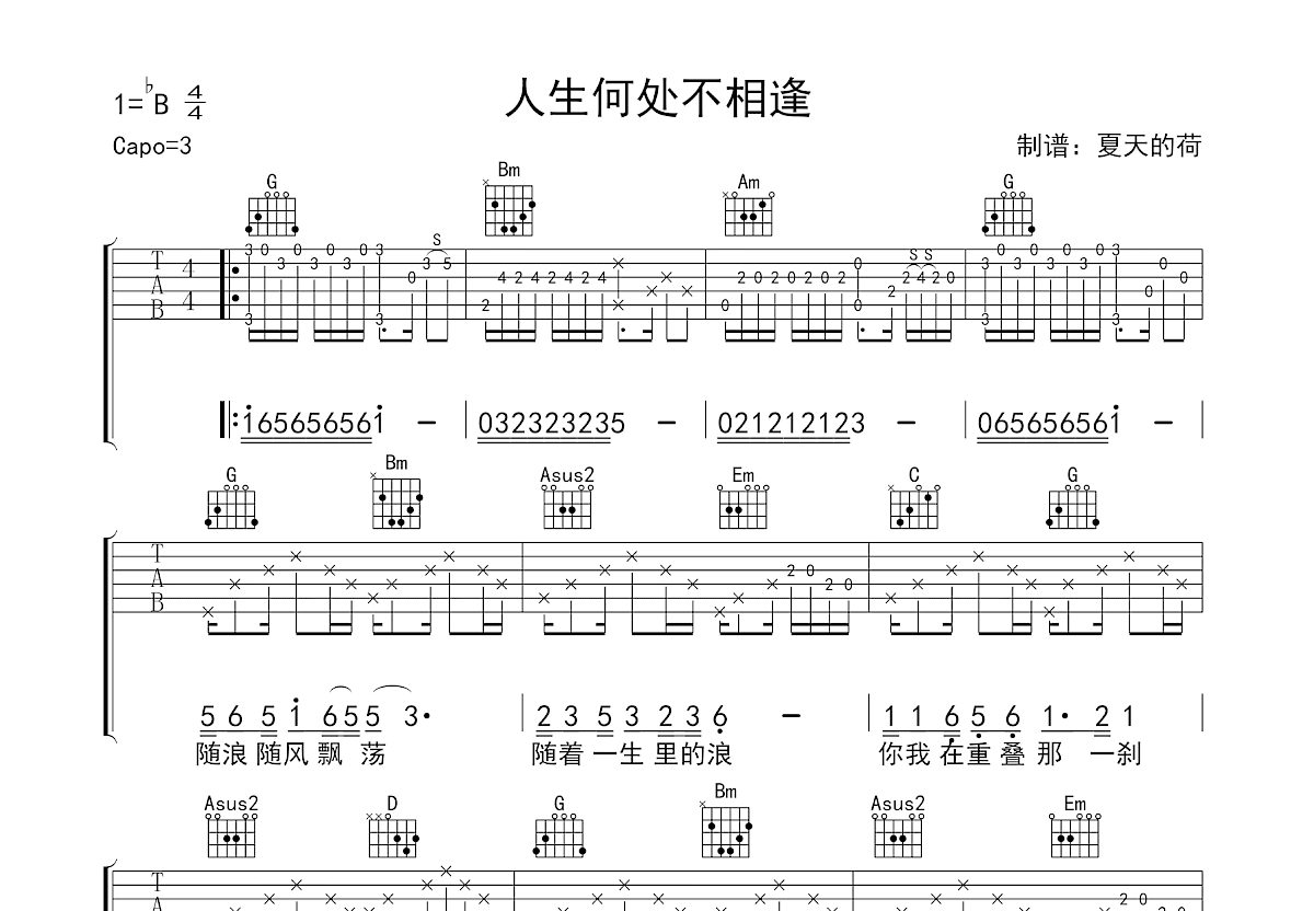 人生何处不相逢吉他谱_陈慧娴_G调弹唱
