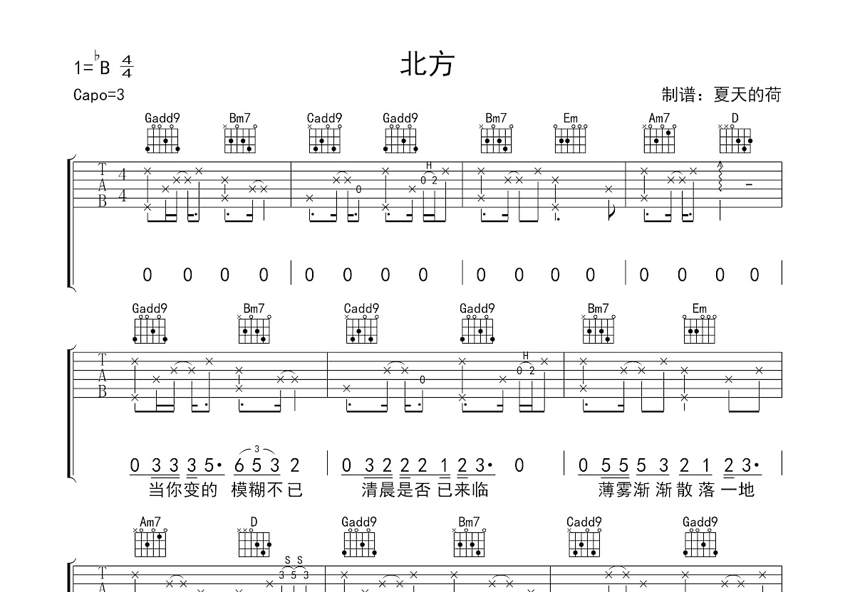 北方吉他谱预览图