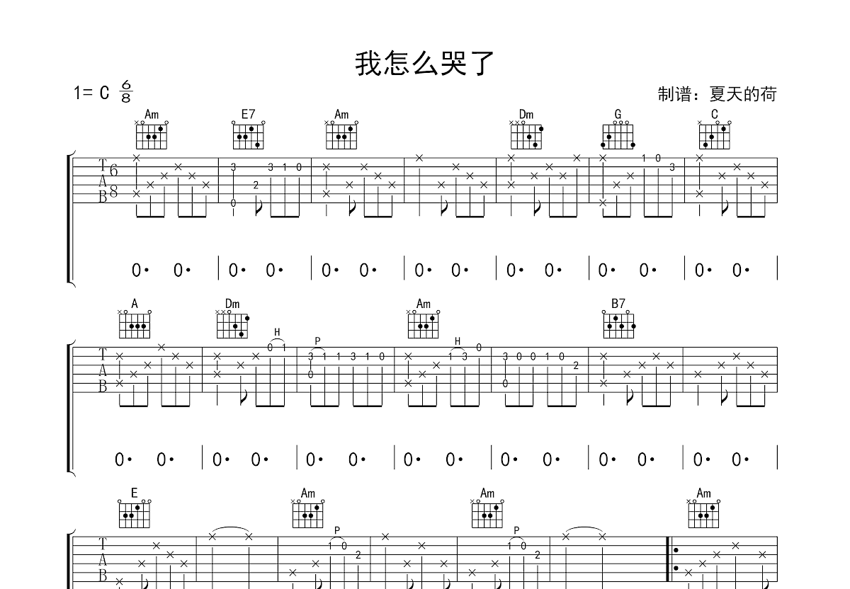 我怎么哭了吉他谱预览图