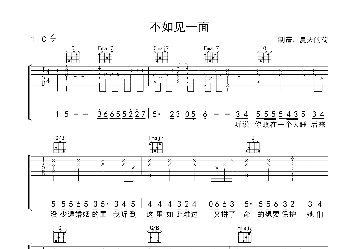 不如见一面吉他谱预览图