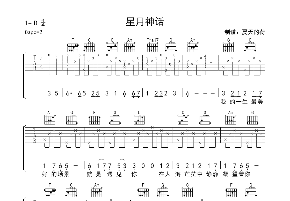 星月神话吉他谱预览图