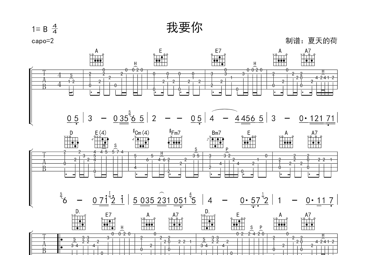 我要你吉他谱预览图