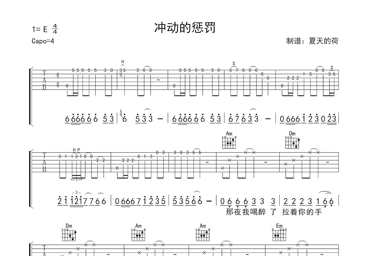 冲动的惩罚吉他谱预览图