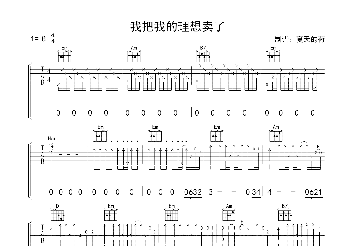 我把我的理想卖了吉他谱预览图