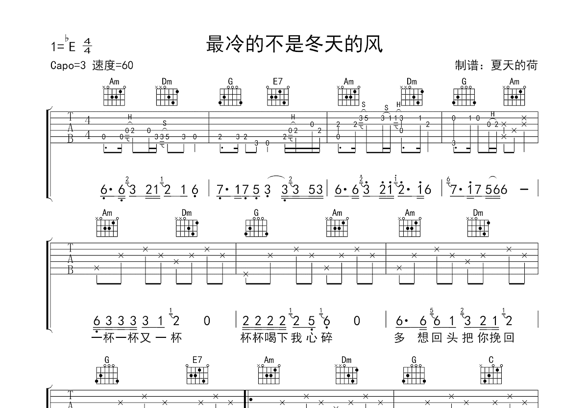 最冷的不是冬天的风吉他谱预览图