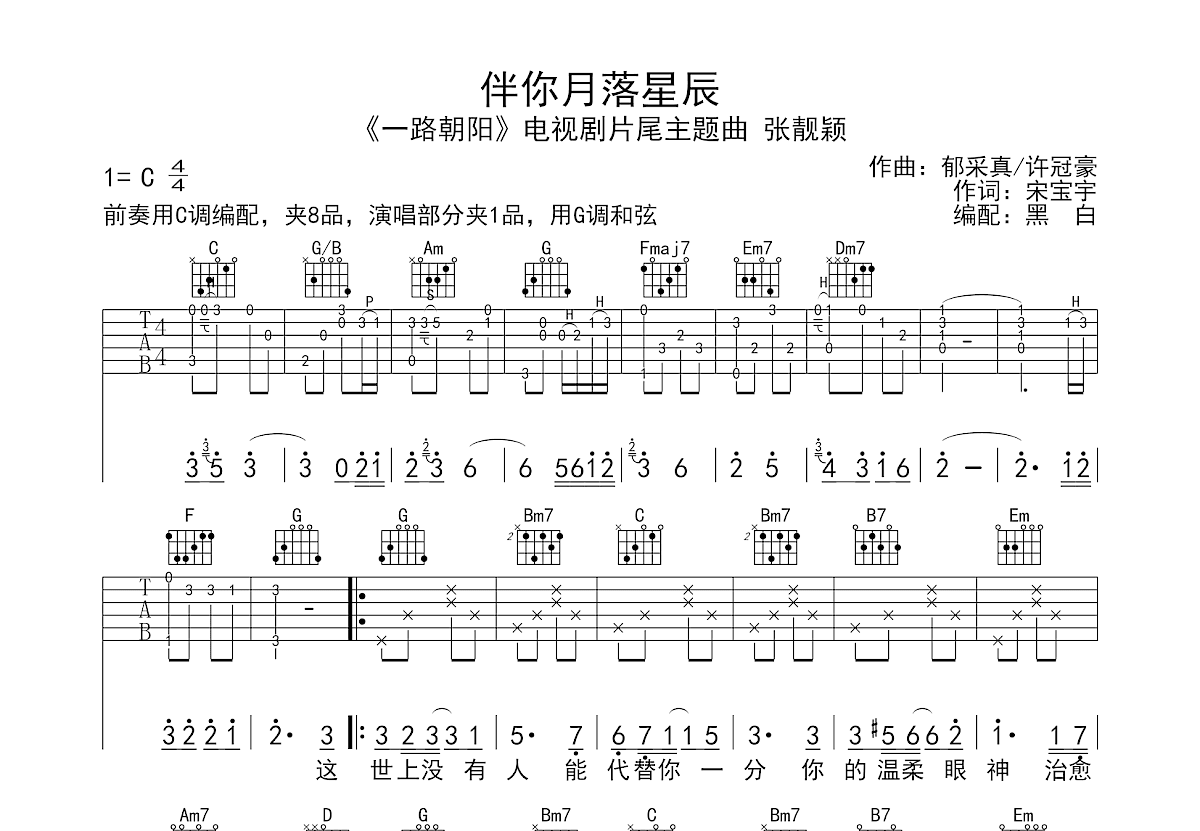 伴你月落星沉吉他谱预览图