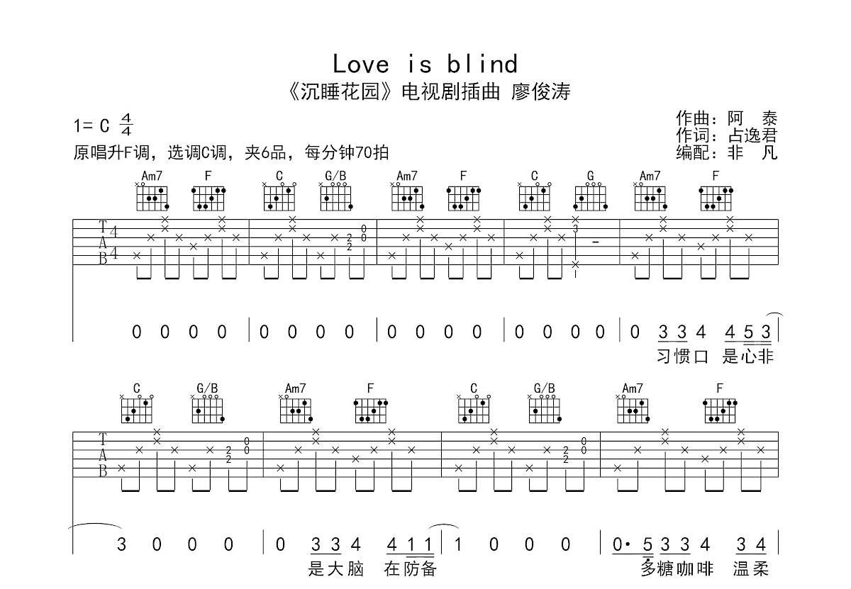 Love is blind吉他谱预览图