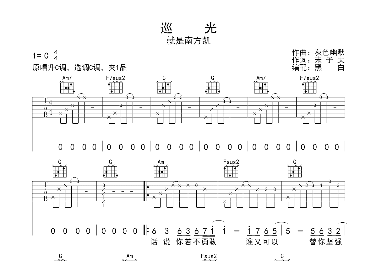 巡光吉他谱预览图