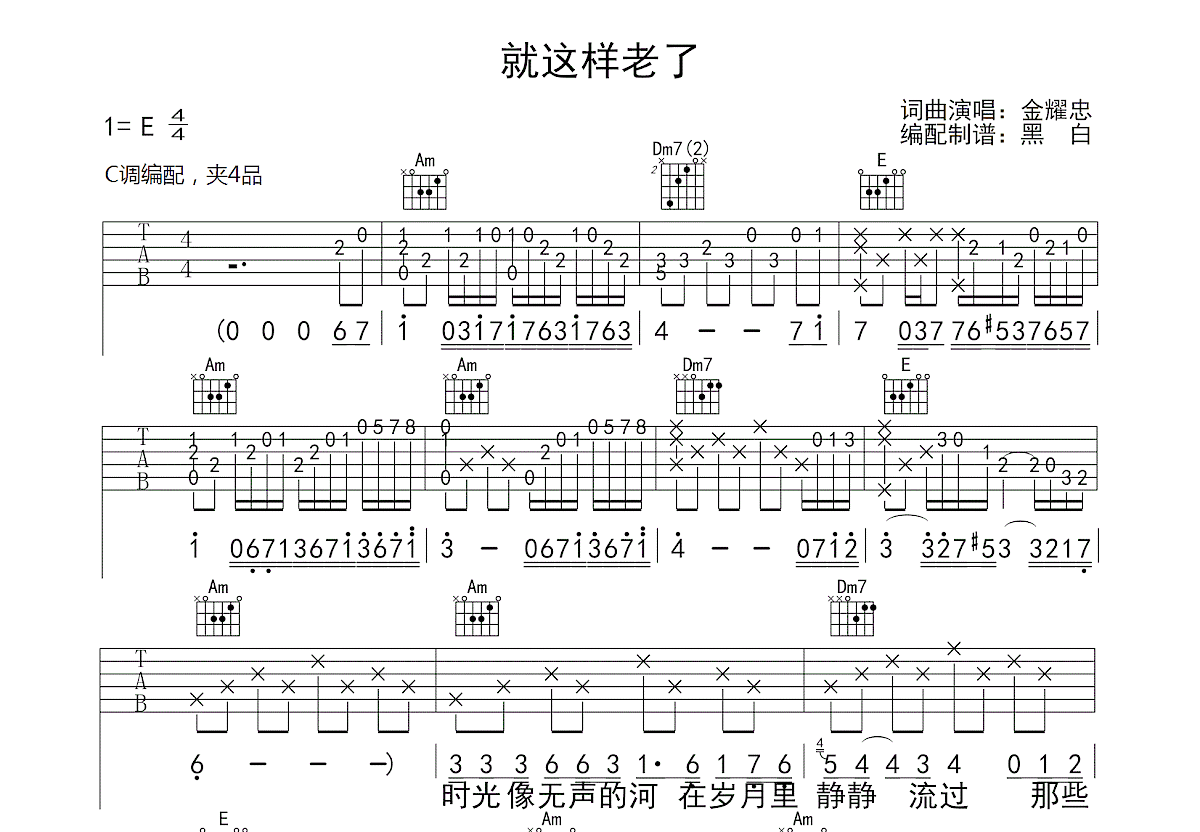 就这样老了吉他谱_金耀忠_C调弹唱