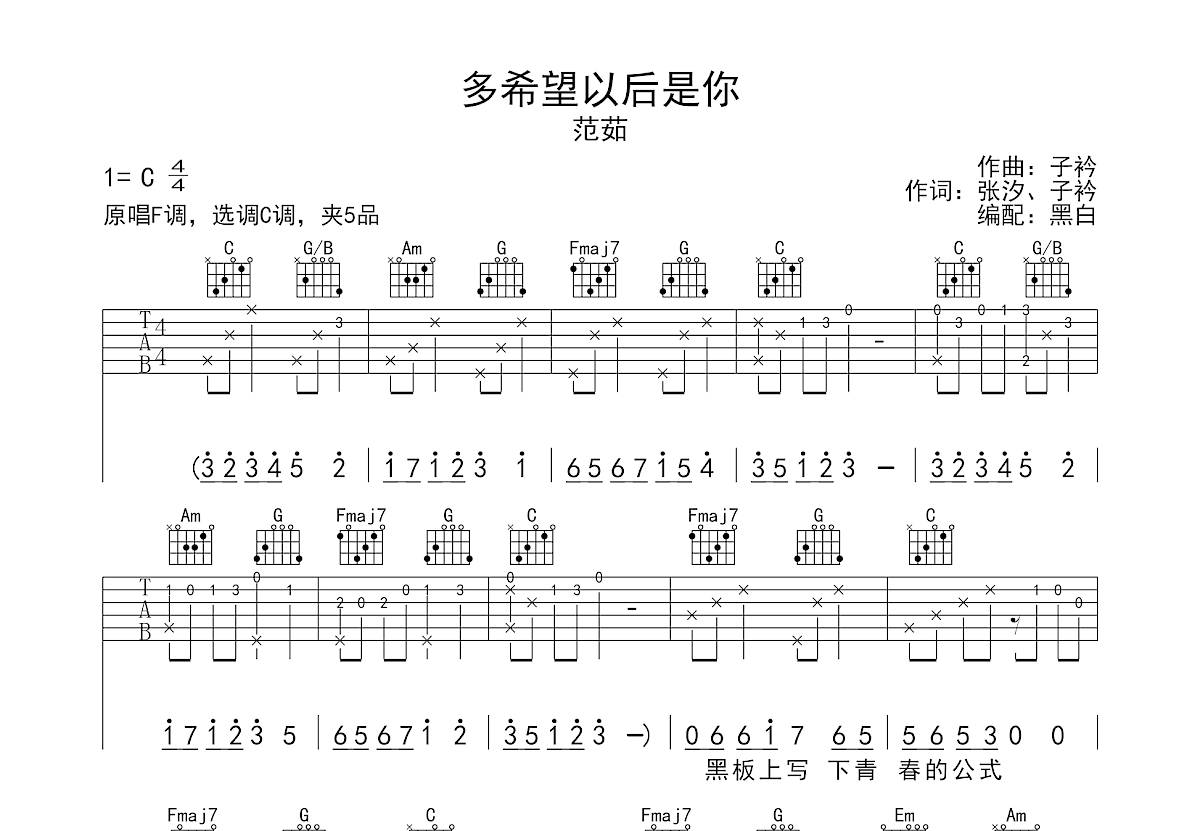 多希望以后是你吉他谱预览图