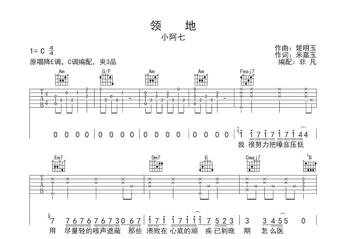 领地吉他谱预览图